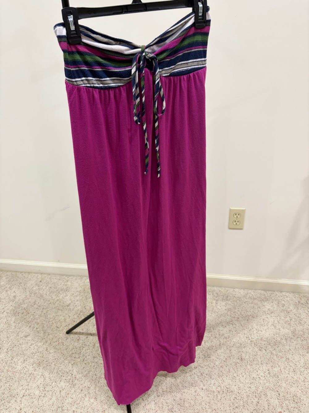 Mossimo Supply Co. Strapless Magenta Maxi Dress with Striped Bandeau